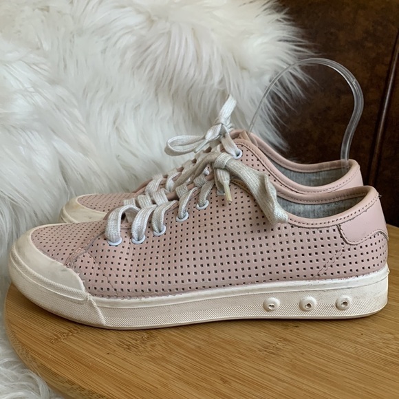 Rag & Bone | Standard Issue Perforated Low Lace Up Pink Leather Sneakers 37 / 7 - Picture 7 of 17